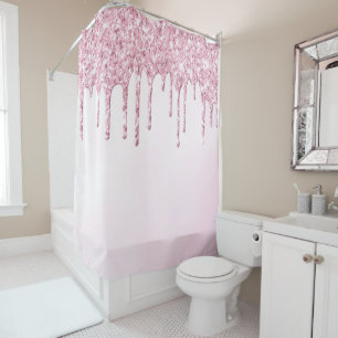 Rideaux De Douche *~* Pastel Pink Ombre Violet Parties scintillant D