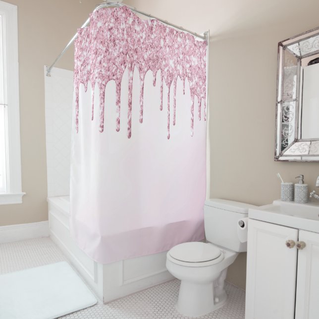 Rideaux De Douche *~* Pastel Pink Ombre Violet Parties scintillant D (En situation)