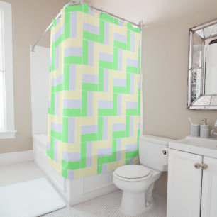 Rideaux De Douche Pastel Rectangles Lignes en pointillé blanc Motif