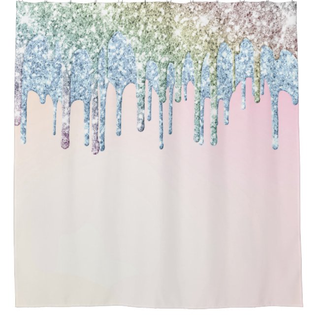 Rideaux De Douche *~* Pastel Rose AQUA Bleu Parties scintillant Drif (Devant)