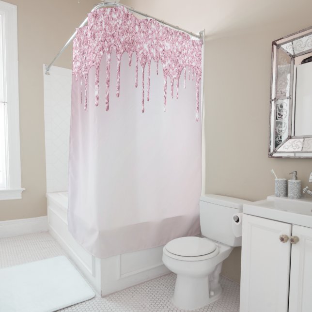 Rideaux De Douche *~* Pastel Rose Parties scintillant Drift AP7 (En situation)
