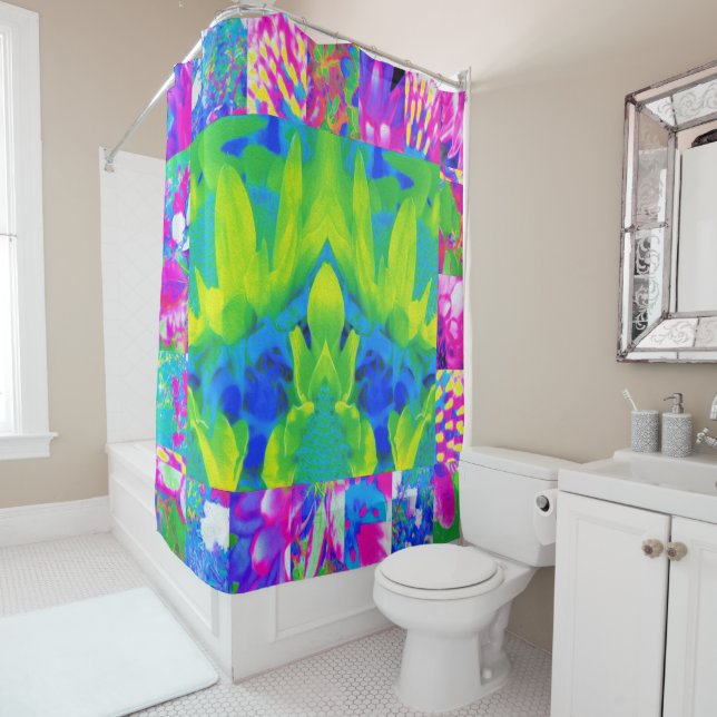 Rideaux De Douche Patchwork Abstrait Sunflower Garden Collage (En situation)