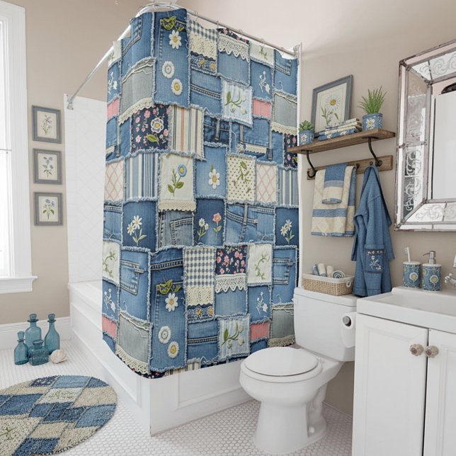 Rideaux De Douche Patchwork Denim (Créateur téléchargé)