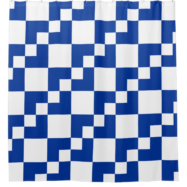 Rideaux De Douche Patchwork Domino - Marine bleu et blanc (Devant)