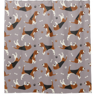 Rideaux De Douche Pâtes et os Beagle mignons Gris