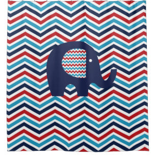 Rideaux De Douche Patriotique USA Chevron Stripes Elephant
