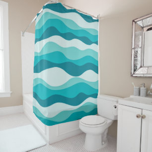 Rideaux De Douche Pattern Blue Ocean Waves