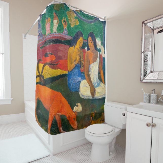 Rideaux De Douche Paul Gauguin - Arearea / Le Chien Rouge (En situation)