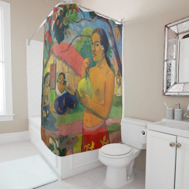 Rideaux De Douche Paul Gauguin - Une femme tenant un fruit (En situation)