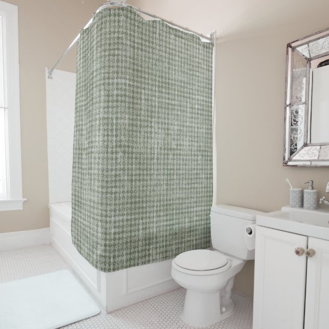 Rideaux De Douche Pays primitif Olive Green Diamond Check (En situation)
