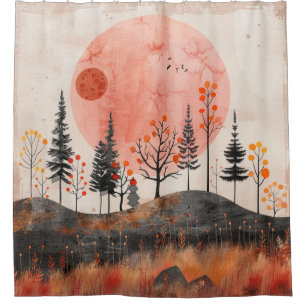 Rideaux De Douche Paysage Abstrait de Boho (13)