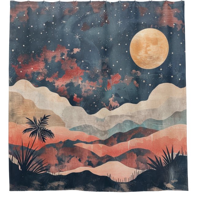 Rideaux De Douche Paysage Abstrait de Boho (24) (Devant)