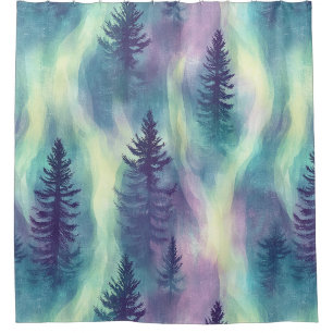 Rideaux De Douche Paysage auroral motif forestier