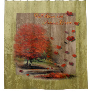 Rideaux De Douche Paysage Feuille en chute d'automne