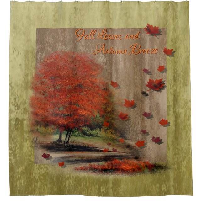 Rideaux De Douche Paysage Feuille en chute d'automne (Devant)