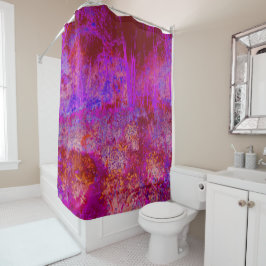 Rideaux De Douche Paysage impressionniste Trippy Red et Magenta