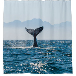 Rideaux De Douche Paysage marin de la baleine : Eau Dramatique.