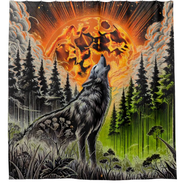 Rideaux De Douche Paysage nocturne radieux avec lune explosive arden (Devant)