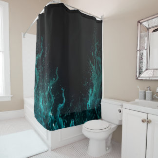 Rideaux De Douche Paysage sous-marin bleu et vert Abstrait