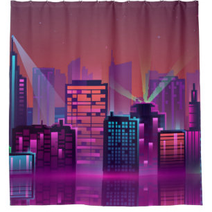 Rideaux De Douche Paysage urbain coloré et lumineux. illustration