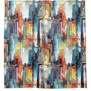 Rideaux De Douche Paysage urbain cyberpunk abstrait (2)