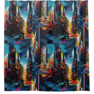 Rideaux De Douche Paysage urbain cyberpunk abstrait (3)