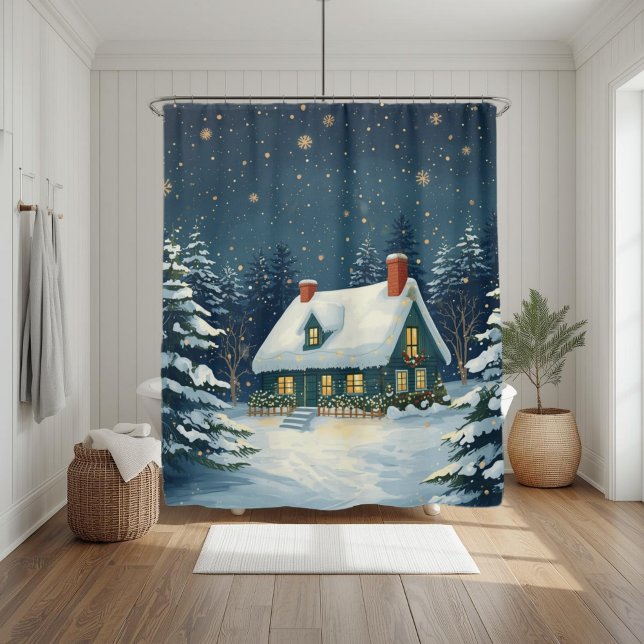 Rideaux De Douche Peaceful Cabin Christmas Shower Curtain (Créateur téléchargé)