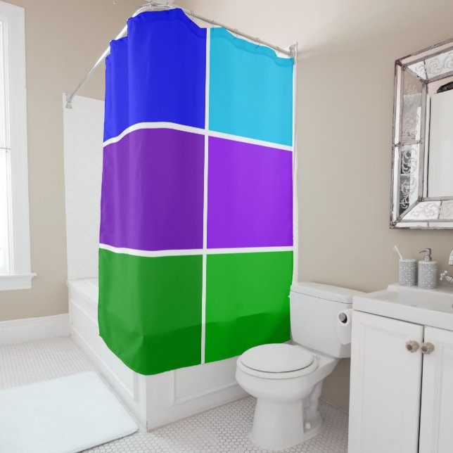 Rideaux De Douche Peacock Color Geometric blocs (En situation)