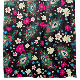 Rideaux De Douche Peacock Plumes Broderie Motif sans fil