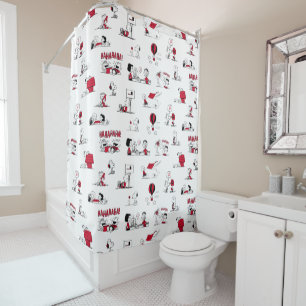 Rideaux De Douche PEANUTS Motif rouge et noir
