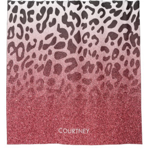 Rideaux De Douche Peau rose de léopard de parties scintillantes