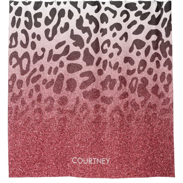 Rideaux De Douche Peau rose de léopard de parties scintillantes (Devant)