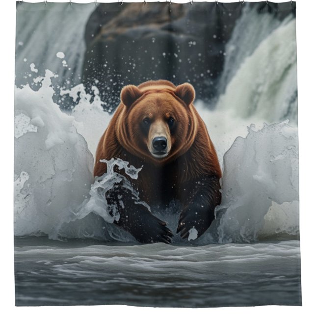 Rideaux De Douche Pêche à l'ours grizzli à Falls (Devant)