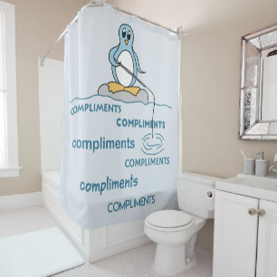 Rideaux De Douche Pêche de pingouin pour la métaphore de complimen
