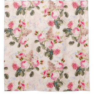 Rideaux De Douche Pêcher Vintage Rococo Roses Bouquets Jardin Douche