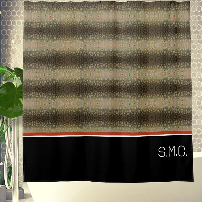 Rideaux De Douche Pêcheur Brook Truite Poisson Olive Black White Rus (Créateur téléchargé)