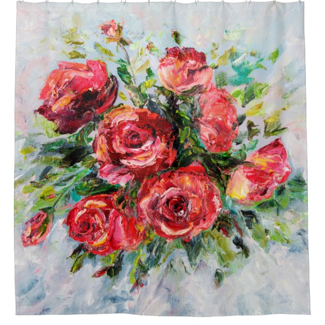 Rideaux De Douche  Peinture à l'huile abstraite de beau bouquet frai (Devant)