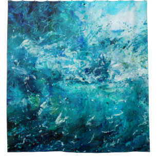 Rideaux De Douche Peinture à l'huile abstraite montrant des vagues d
