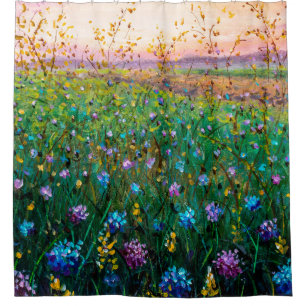 Rideaux De Douche peinture à l'huile de fleurs, belles fleurs de cha