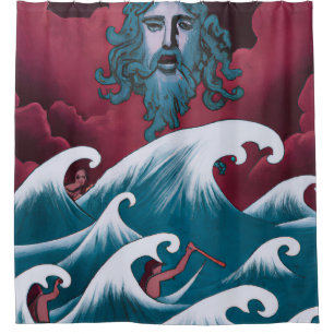 Rideaux De Douche Peinture à l'huile de Neptune Crimson