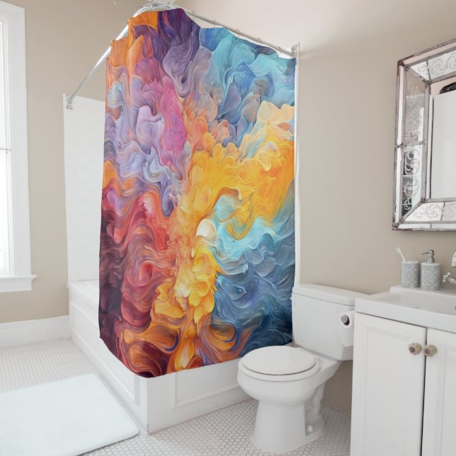 Rideaux De Douche Peinture Abstraite colorée Art (8) (En situation)