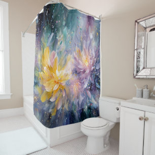 Rideaux De Douche Peinture Abstraite Florale Vibrante avec Explosion