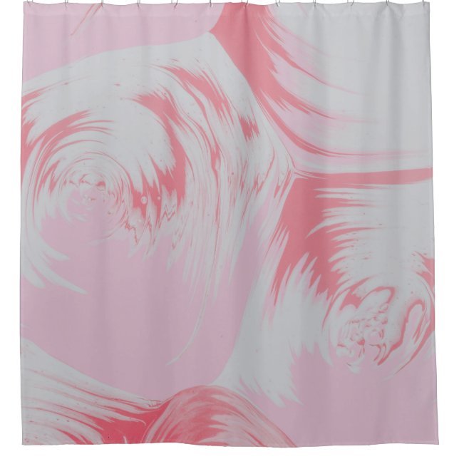 RIDEAUX DE DOUCHE PEINTURE ABSTRAITE ROSE ET BLANCHE (Devant)