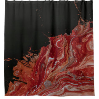Rideaux De Douche Peinture abstraite rouge et blanche