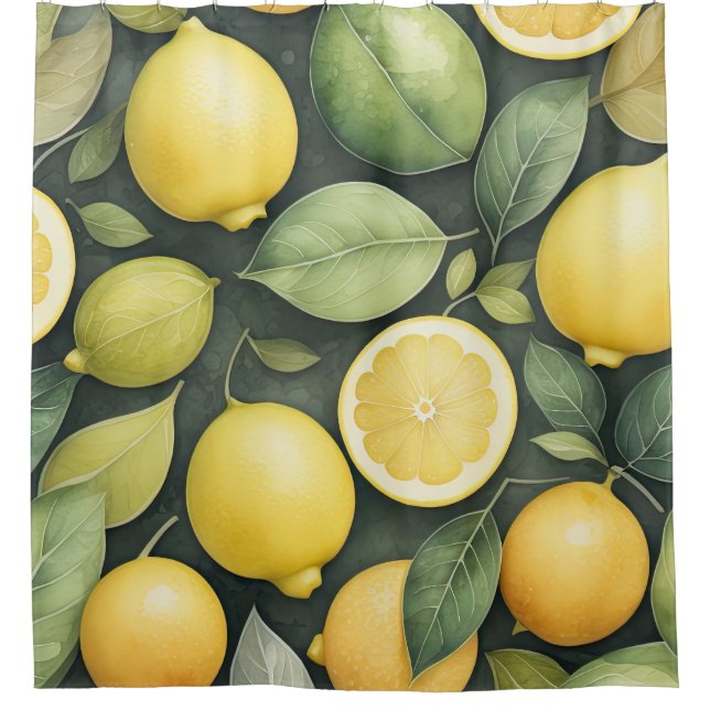 Rideaux De Douche Peinture aquarelle des citrons (Devant)