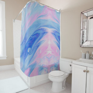 Rideaux De Douche peinture bleue et épingle abstraite
