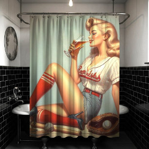 Rideaux De Douche Peinture de baseball rétrospective