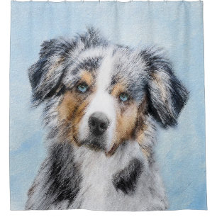 Rideaux De Douche Peinture de berger américaine miniature - Chien Ar
