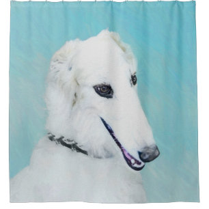 Rideaux De Douche Peinture de Borzoi (Blanc) - Joli Chien d'origine