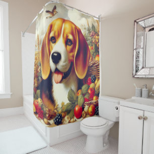 Rideaux De Douche Peinture de chiot Beagle vintage